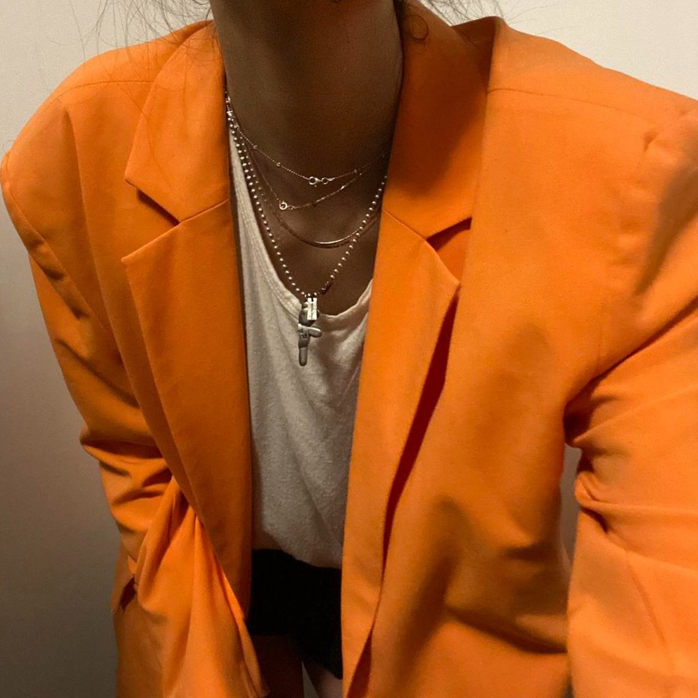 Thrifted oversized orange blazer